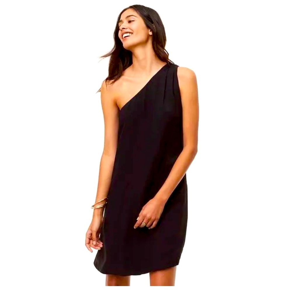 Ann Taylor Loft Women’s Black MIDI Dress Size XS One Shoulder